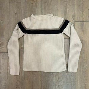 Polo Jeans Co Ralph Lauren Women’s M 100% Cotton White Ribbed Turtleneck Sweater